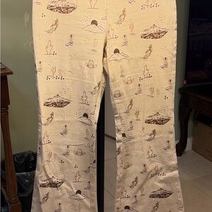 Women's Cream Desert-Print Flare Jeans